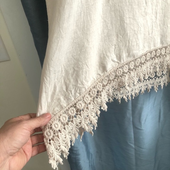 Terzo Millennio  100% linen - 3x -Cream Blouse with Lace Detail- made in Italy - Picture 8 of 10